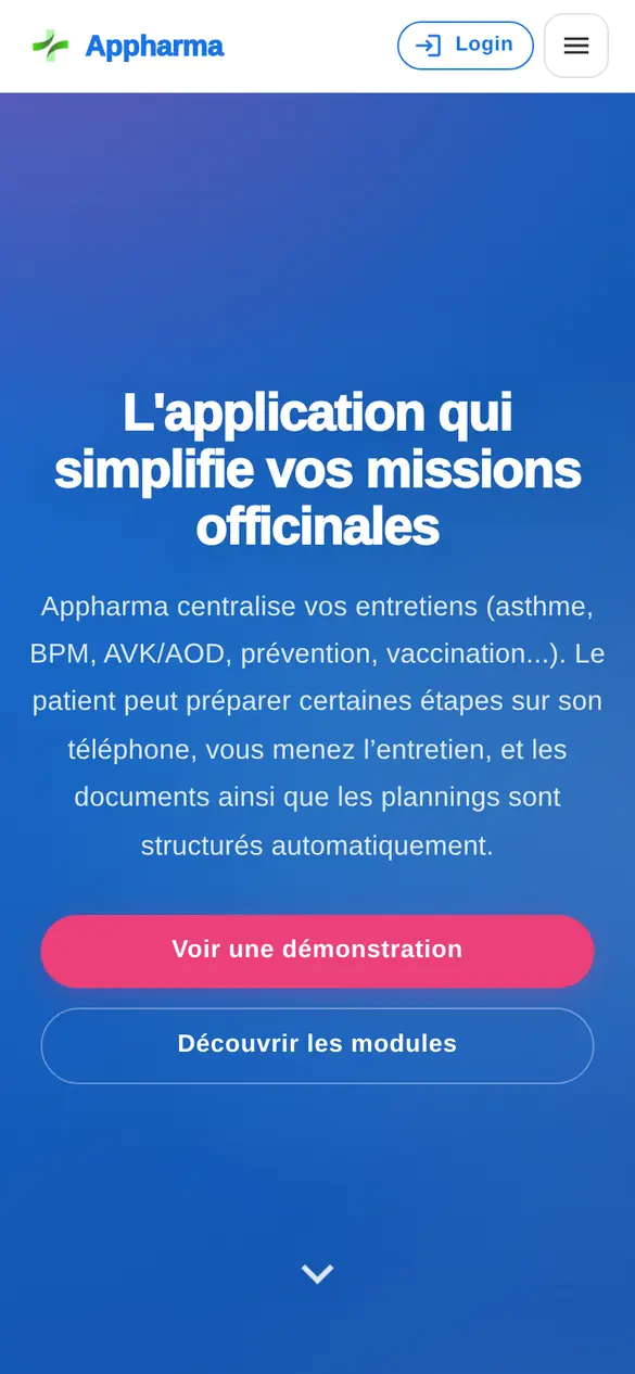 The Appharma website on a phone
