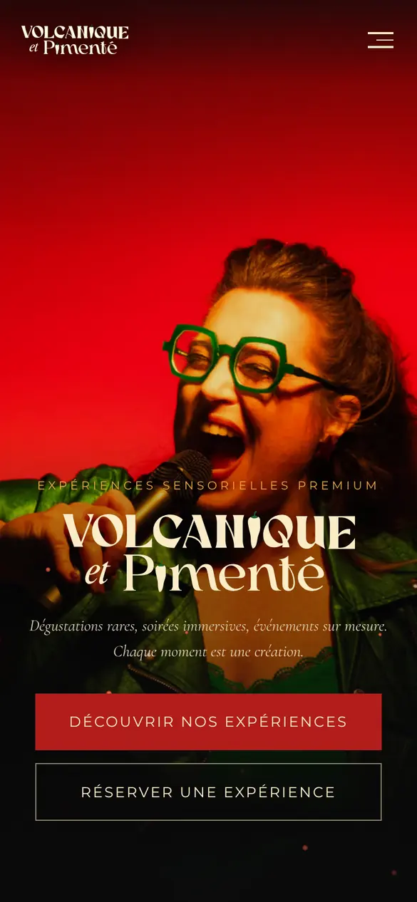 The Volcanique & Pimenté website on a phone